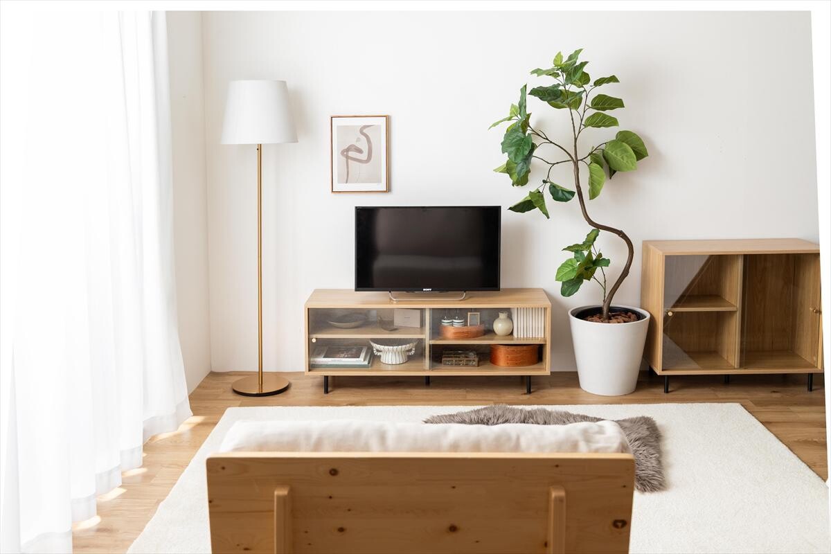 【幅120cm】Laura ガラス引き戸テレビ台