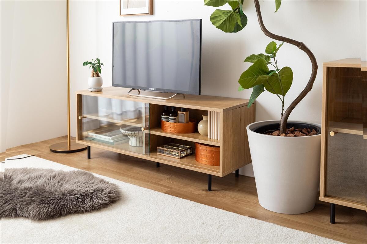 【幅120cm】Laura ガラス引き戸テレビ台