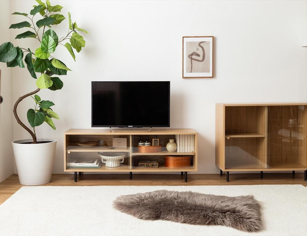 【幅120cm】Laura ガラス引き戸テレビ台