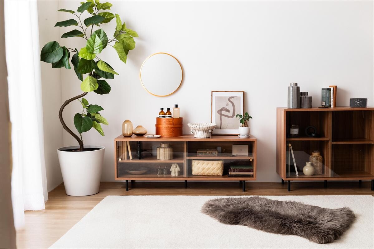 【幅120cm】Laura ガラス引き戸テレビ台