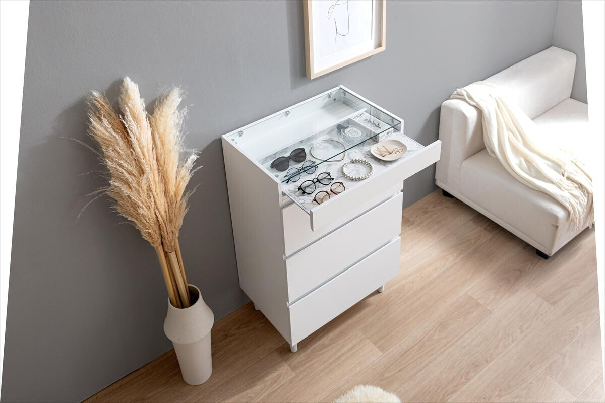 【幅60cm】Panna ショーケース付きチェスト