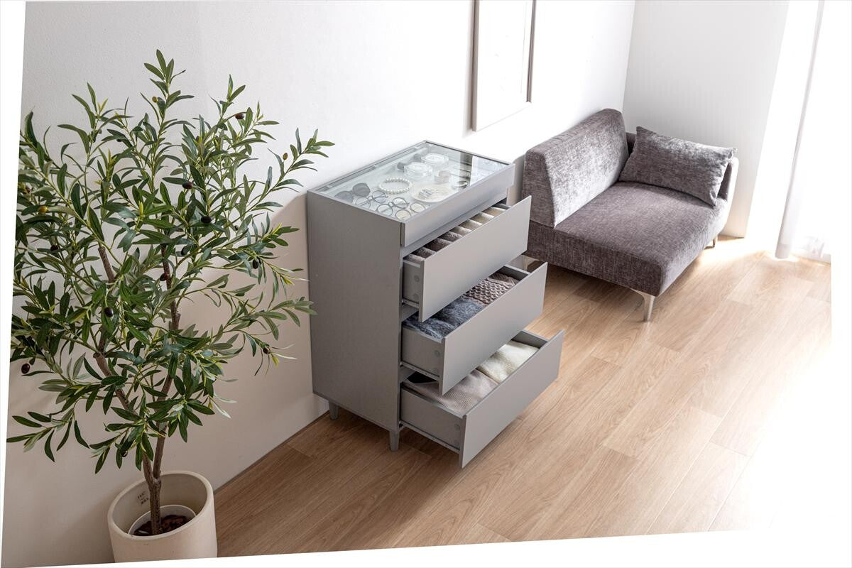 【幅60cm】Panna ショーケース付きチェスト