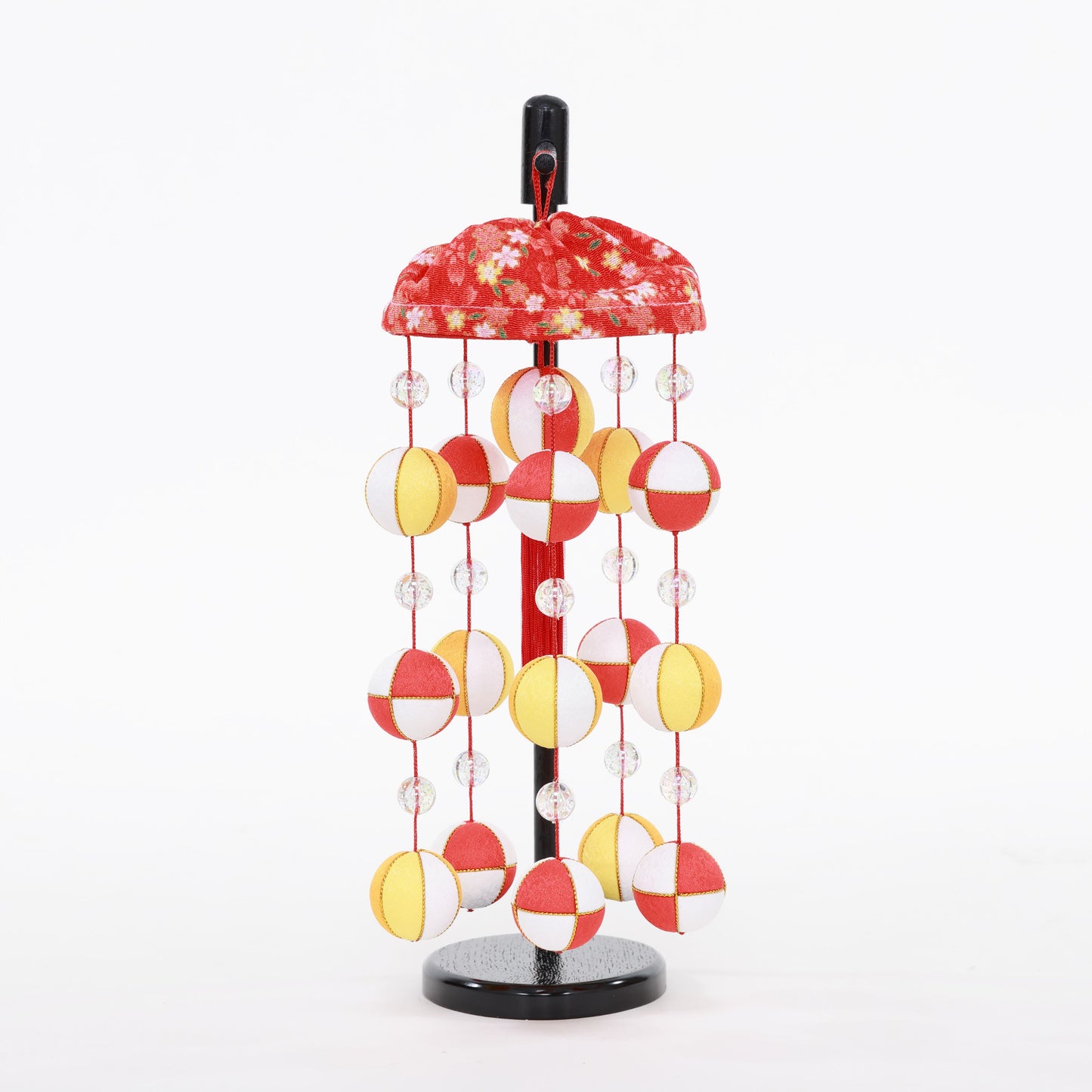 吊るし飾り　まり（ミニ）　赤傘付き　高さ33cm
