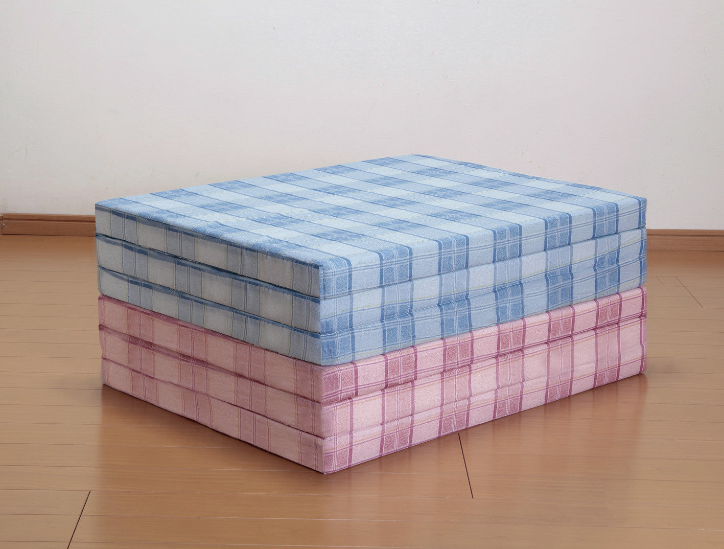 三つ折れバランスマットレス 格子柄 日本製