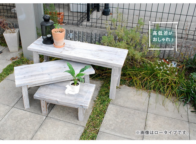 ホワイトスツール風花台 3点セット