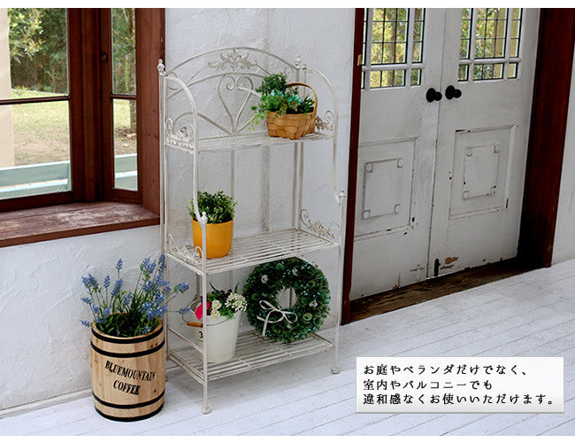 ブランティーク　ホワイトアイアンラック 3段 SPL-6620WHT 店舗什器　ディスプレイ