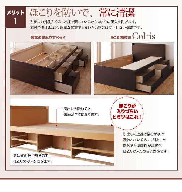 国産大容量収納ファミリーチェストベッド　COLRIS　コルリス