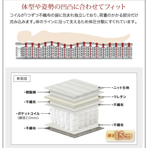 ❹ローからハイまで高さが変えられる6段階高さ調節 頑丈天然木すのこベッド ishuruto イシュルト　ダブル