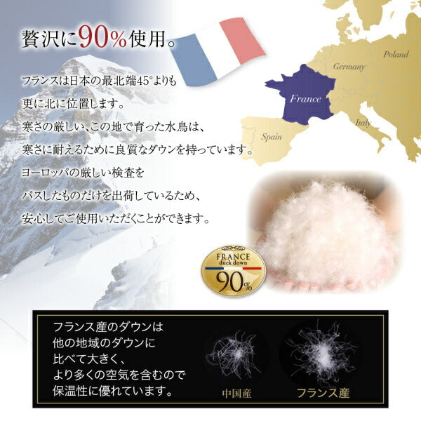 洗濯機で洗えるエクセルゴールドラベル フランス産ダウン 90％ 羽毛薄