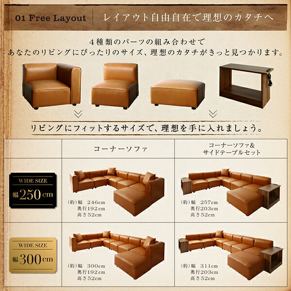 レイアウト自由自在大型L字ヴィンテージデザインコーナーソファ ELCROW エルクロウ