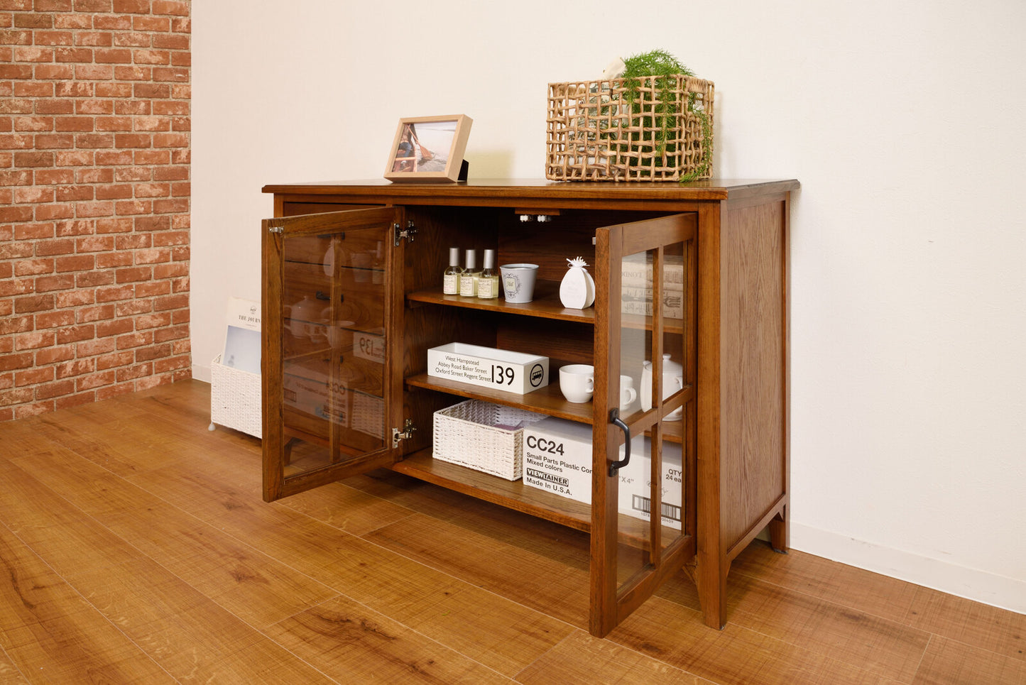 キャビネット 食器棚 カップボード チェスト 4段 木製チェスト 木製 キッチン収納