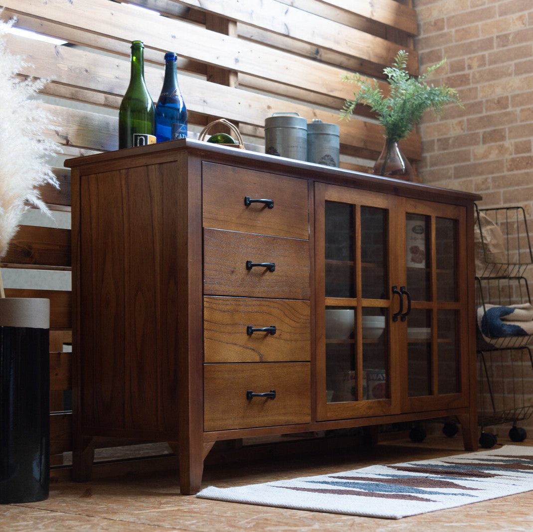 キャビネット 食器棚 カップボード チェスト 4段 木製チェスト 木製 キッチン収納