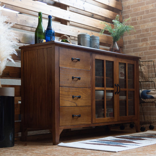 キャビネット 食器棚 カップボード チェスト 4段 木製チェスト 木製 キッチン収納