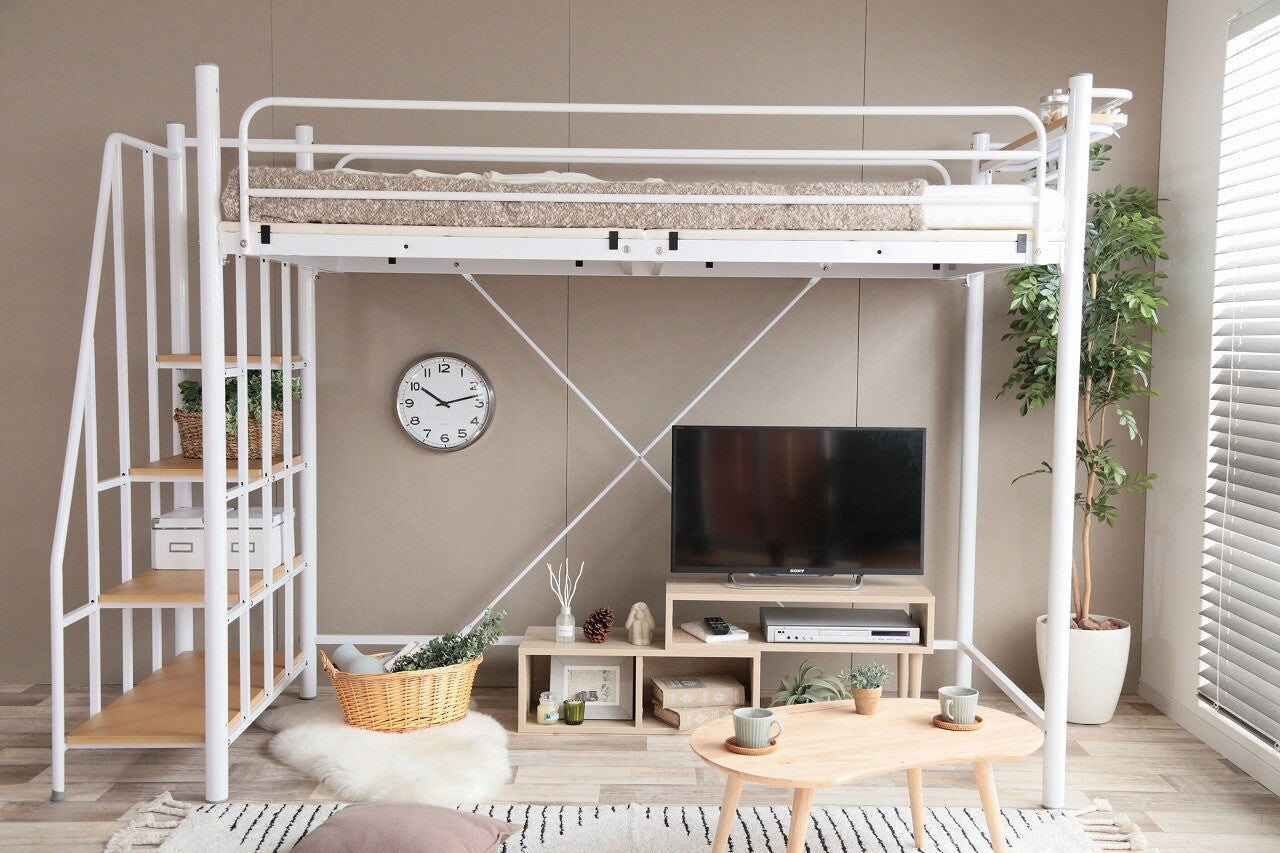 【シングル】 Lofty 階段付きロフトベッド