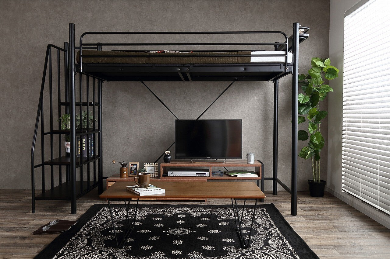 【シングル】 Lofty 階段付きロフトベッド