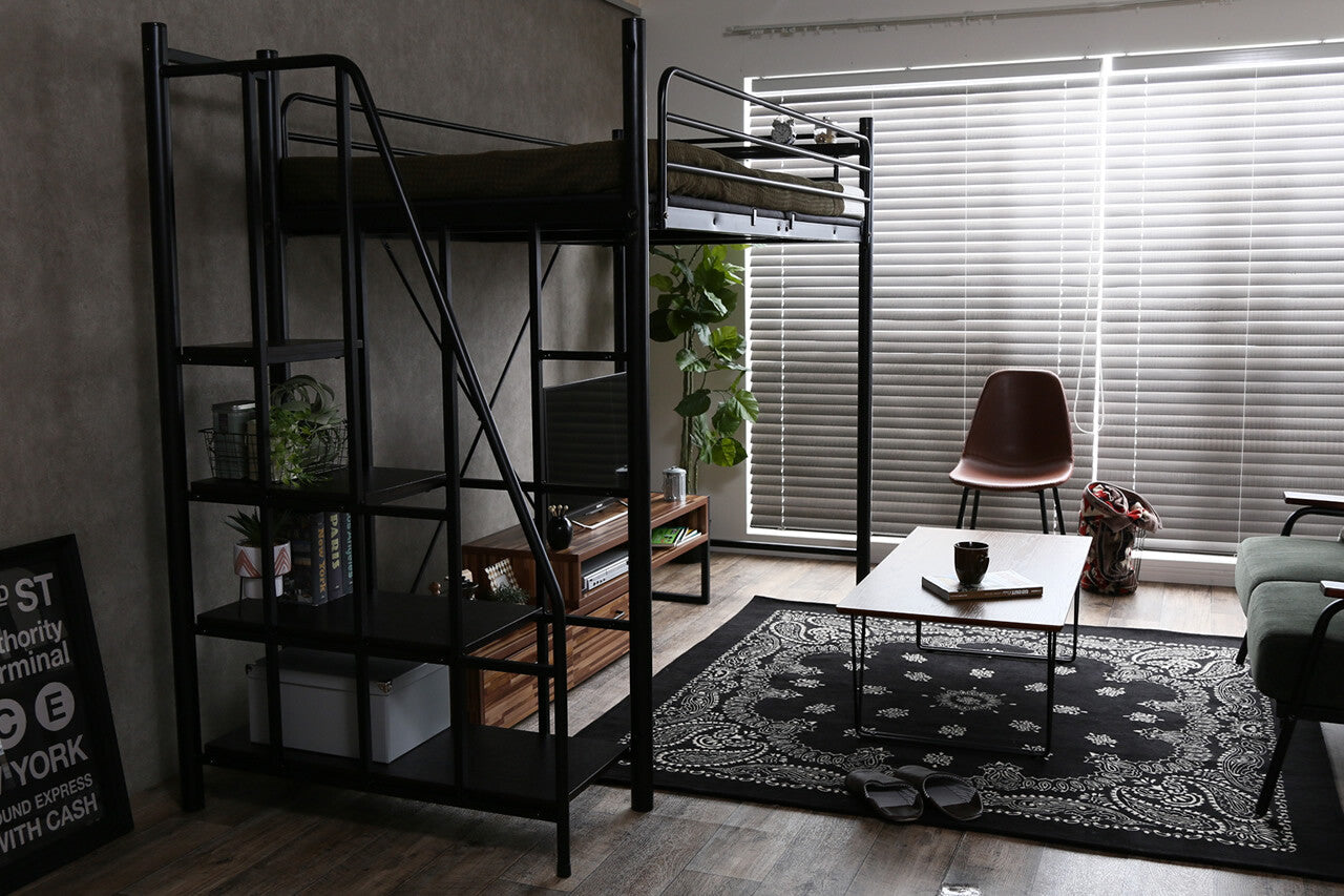 【シングル】 Lofty 階段付きロフトベッド