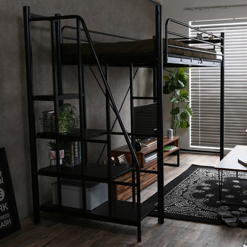 【シングル】 Lofty 階段付きロフトベッド