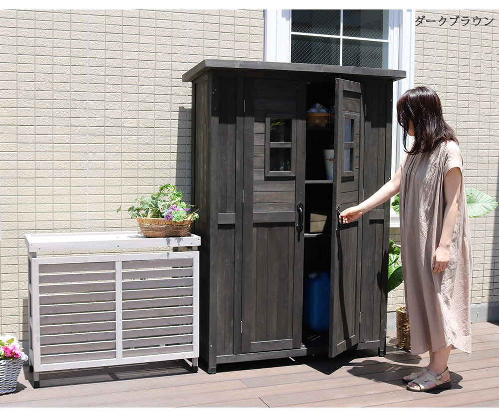 カントリー調物置薄型