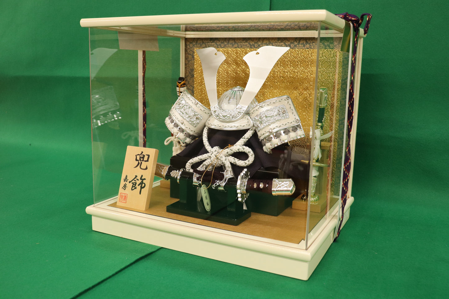 兜平飾り五月人形ケースセット (36cm×28cm×32cm)