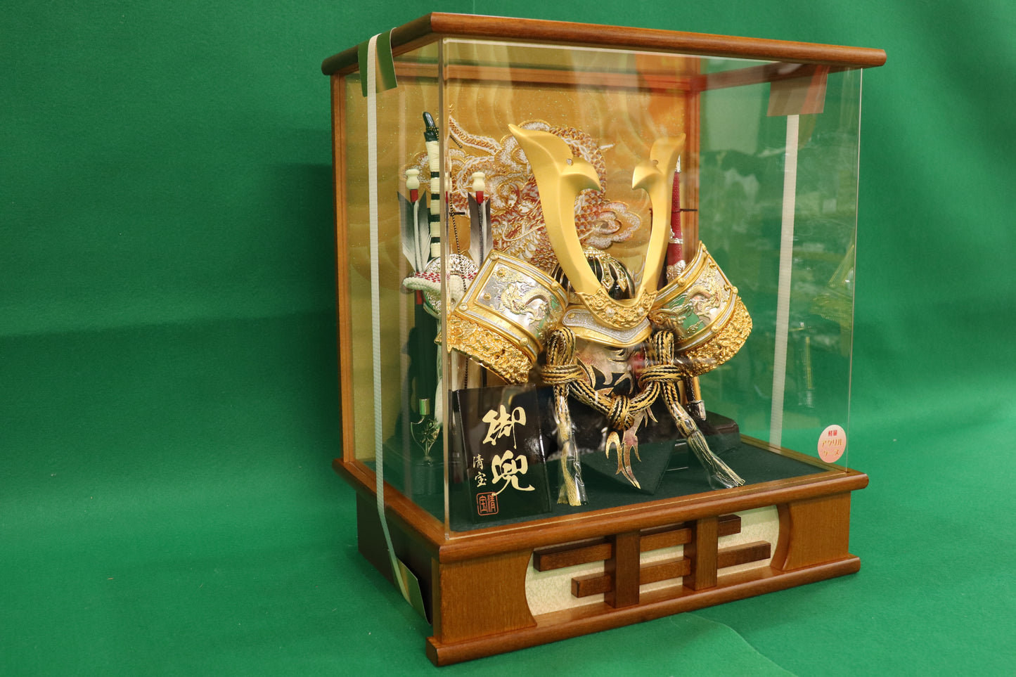 兜平飾り五月人形ケースセット (36cm×24cm×41cm)