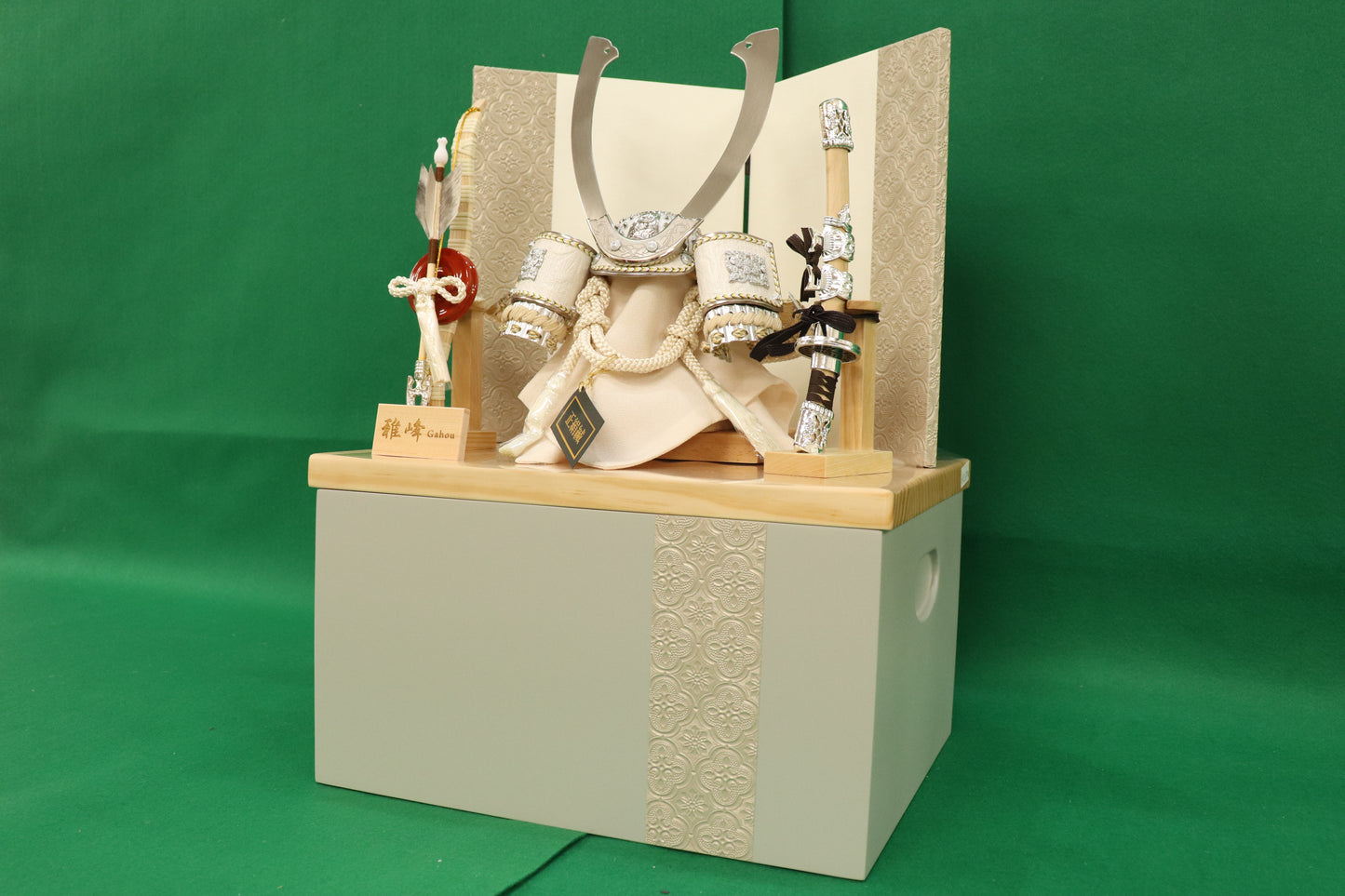 兜平飾り収納五月人形セット (35cm×30cm×48cm)