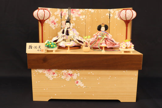収納親王飾り雛人形セット (50cmx30cmx44cm)