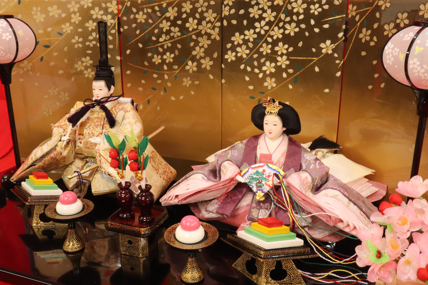 親王飾り雛人形セット （75cm×42cm×34cm）