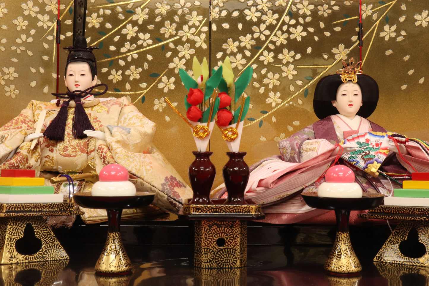 親王飾り雛人形セット （75cm×42cm×34cm）