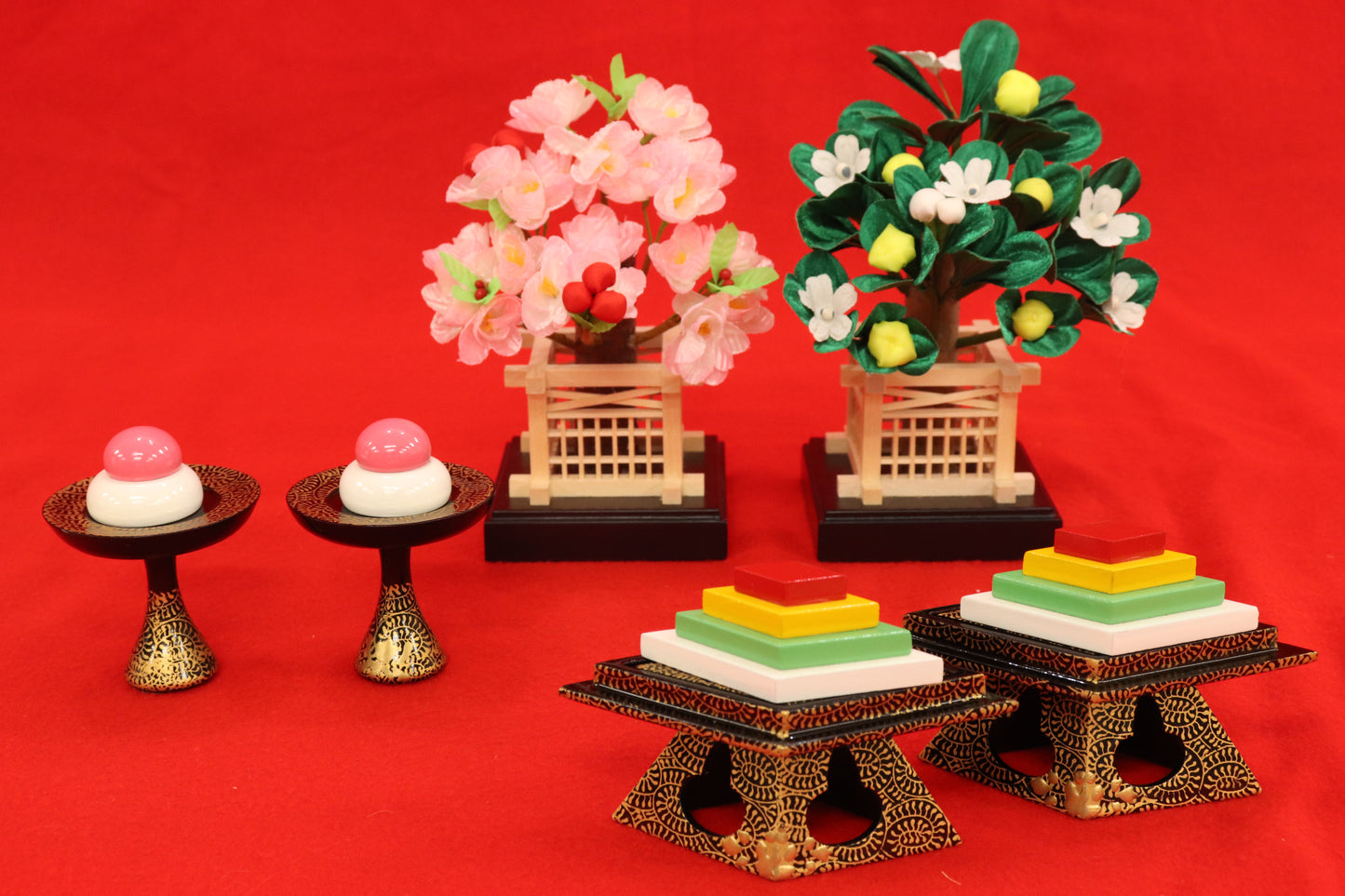 親王飾り雛人形セット （75cm×42cm×34cm）