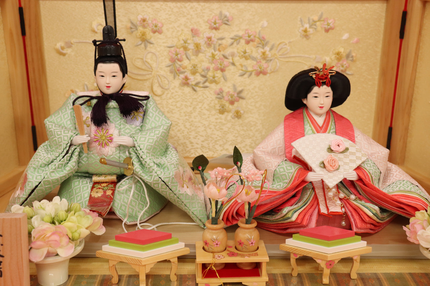 親王飾り雛人形セット (55cm×38cm×26cm)