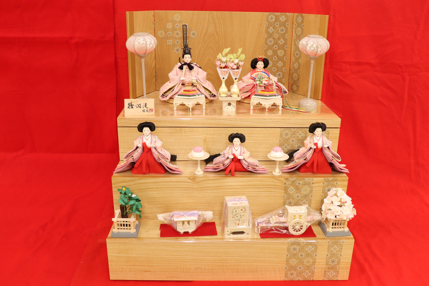 収納五人飾り雛人形セット(60cm×53cm×63cm)