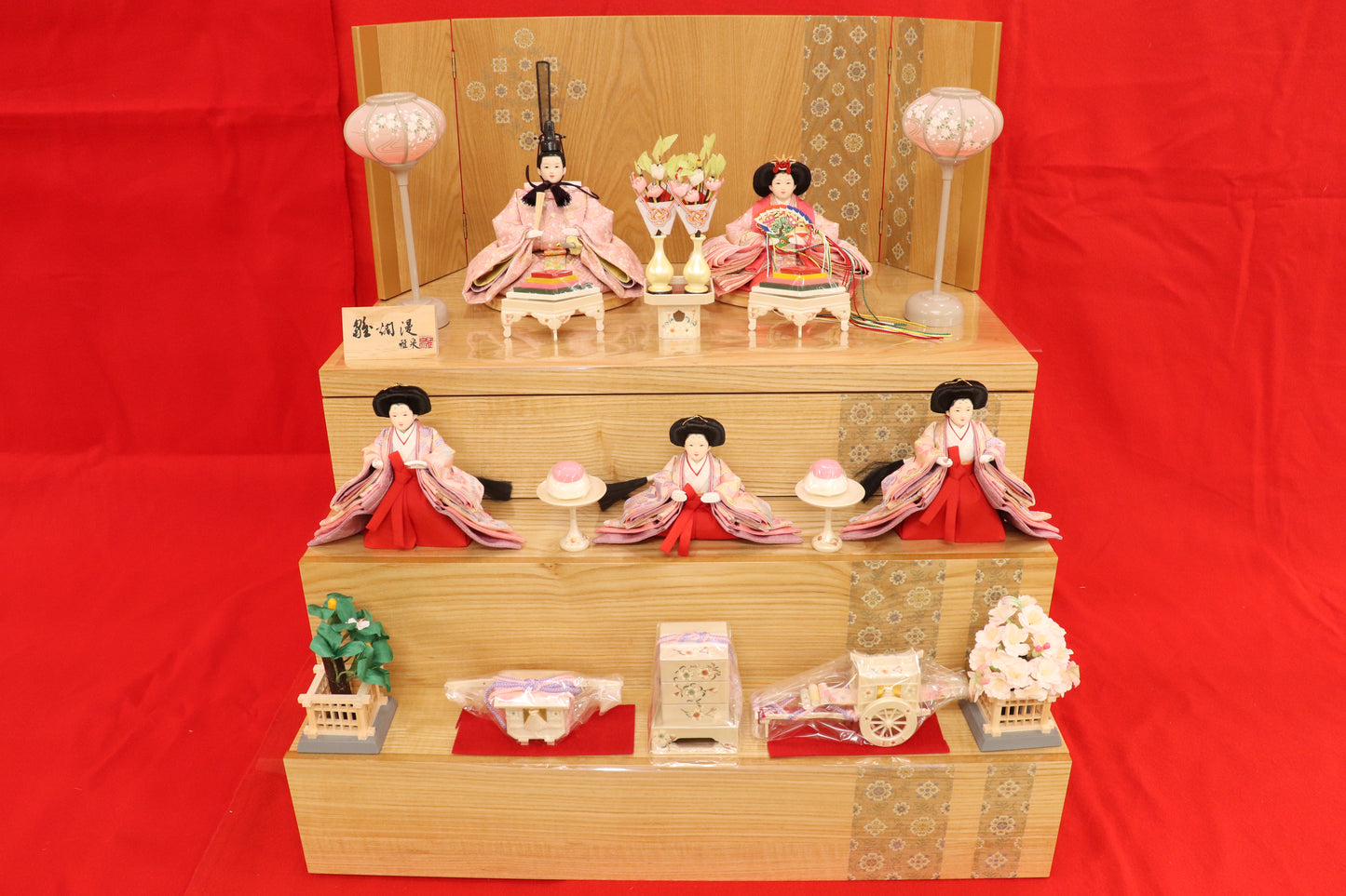 収納五人飾り雛人形セット(60cm×53cm×63cm)