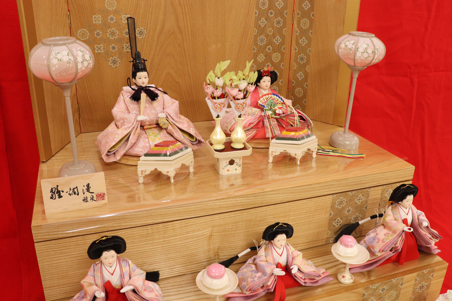 収納五人飾り雛人形セット(60cm×53cm×63cm)