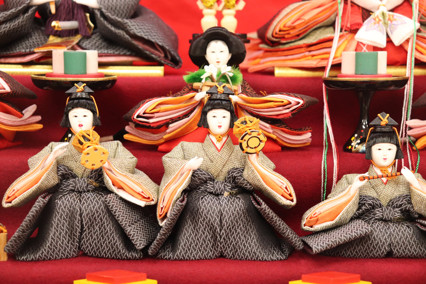 十五人飾り雛人形ガラスケース(58cmx40cmx55cm)