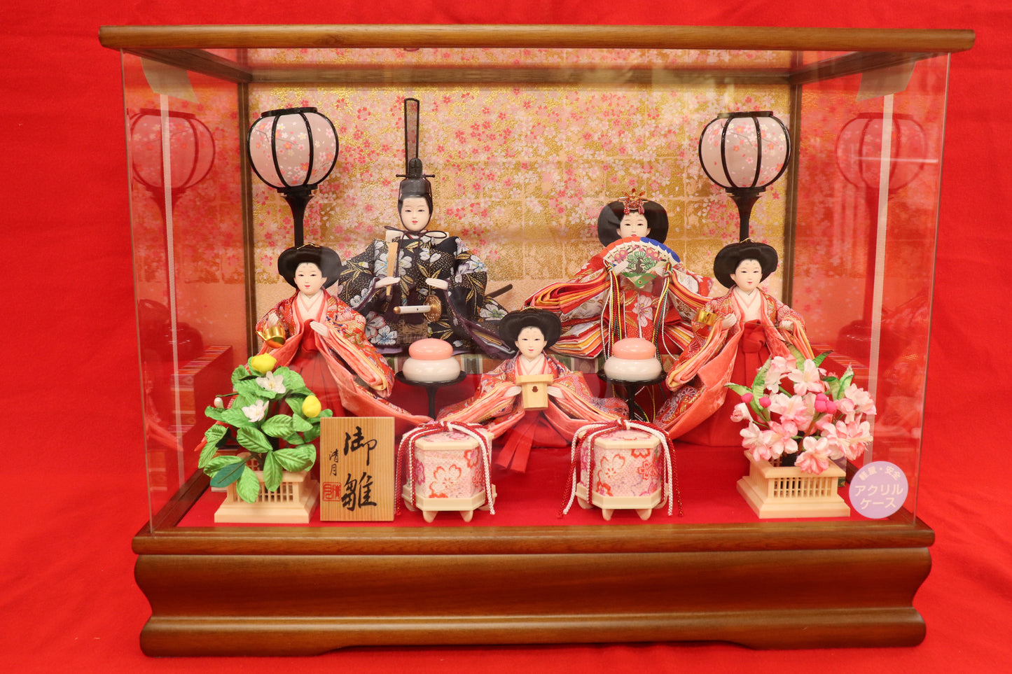 五人飾り雛人形アクリルケース (53cmx33cmx40cm)