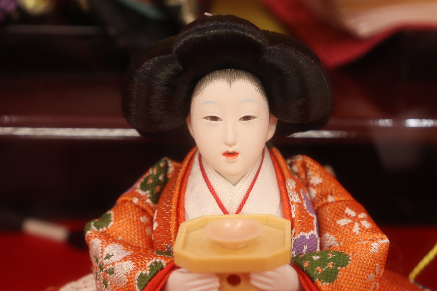 五人飾り雛人形ガラスケース (57cmx33cmx39cm)