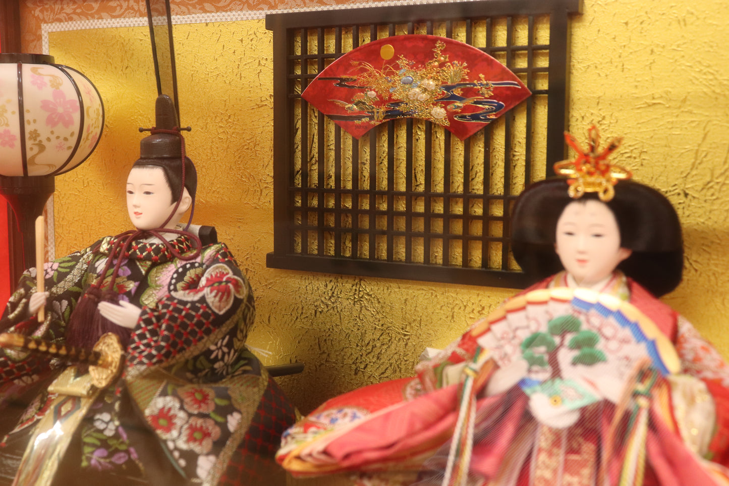 五人飾り雛人形ガラスケース (57cmx33cmx39cm)