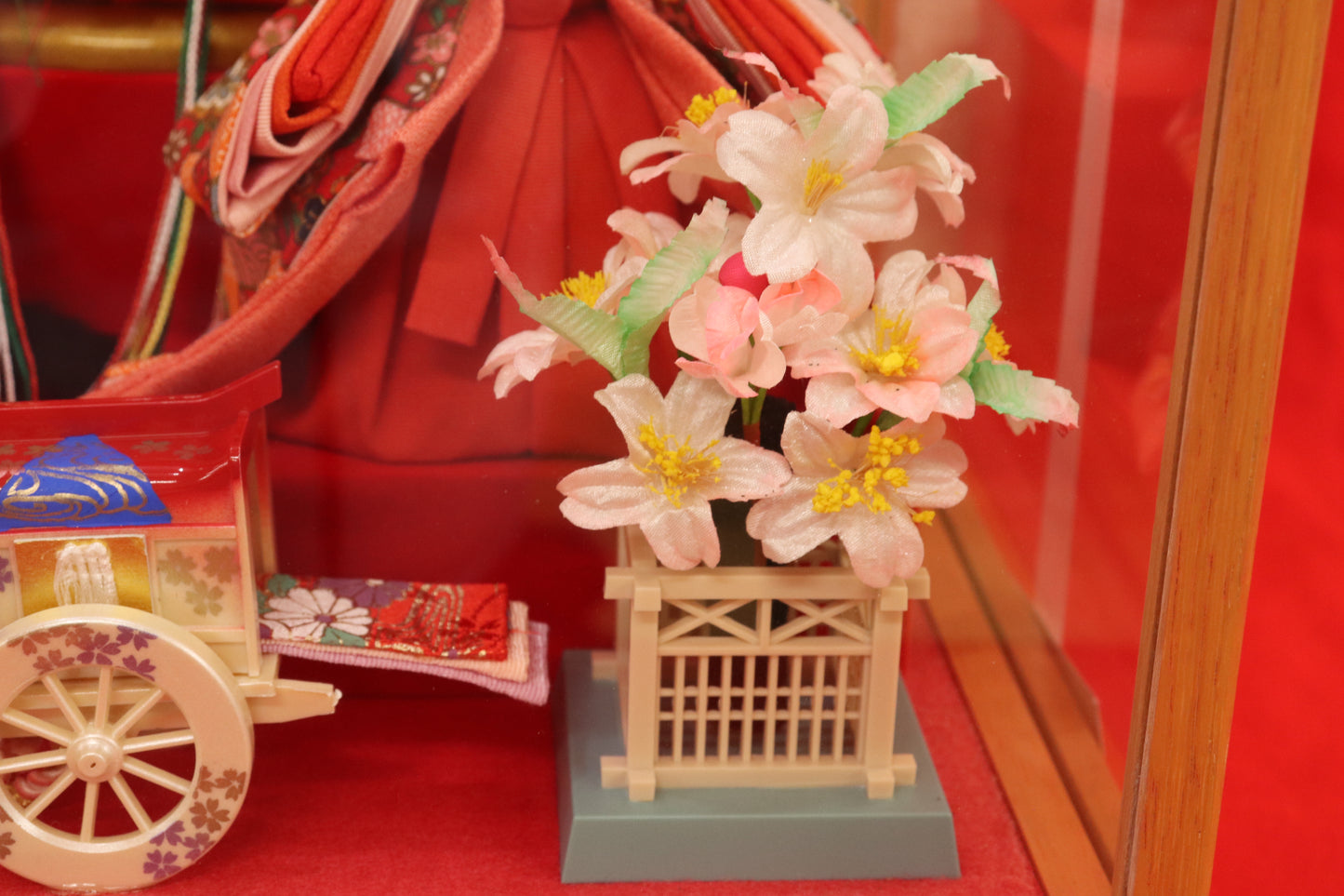 五人飾り雛人形ガラスケース (53cmx33cmx38cm)