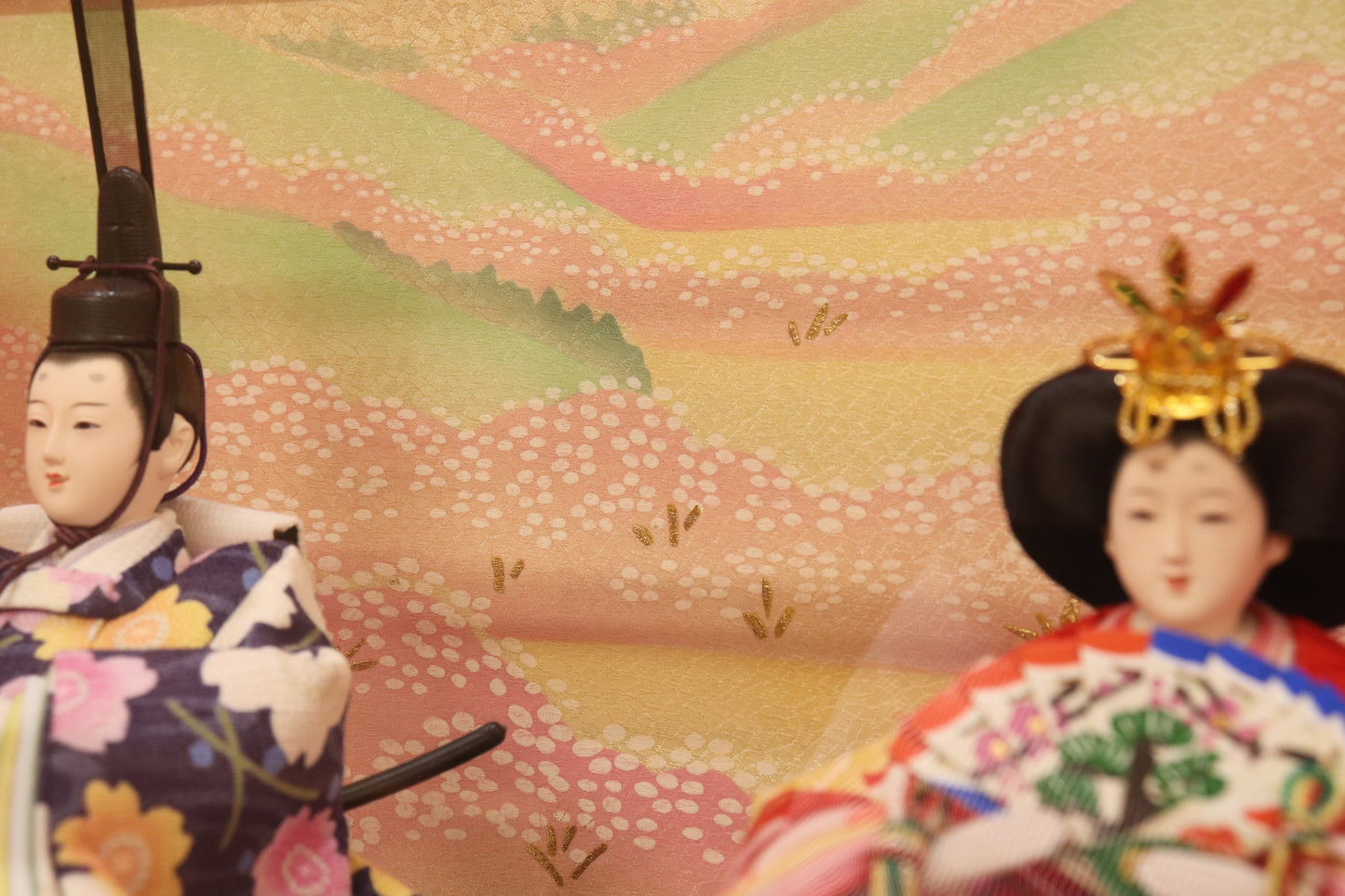 五人飾り雛人形ガラスケース (53cmx33cmx38cm)