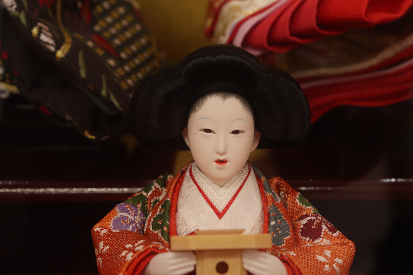 五人飾り雛人形ガラスケース (58cm×34cm×38cm)