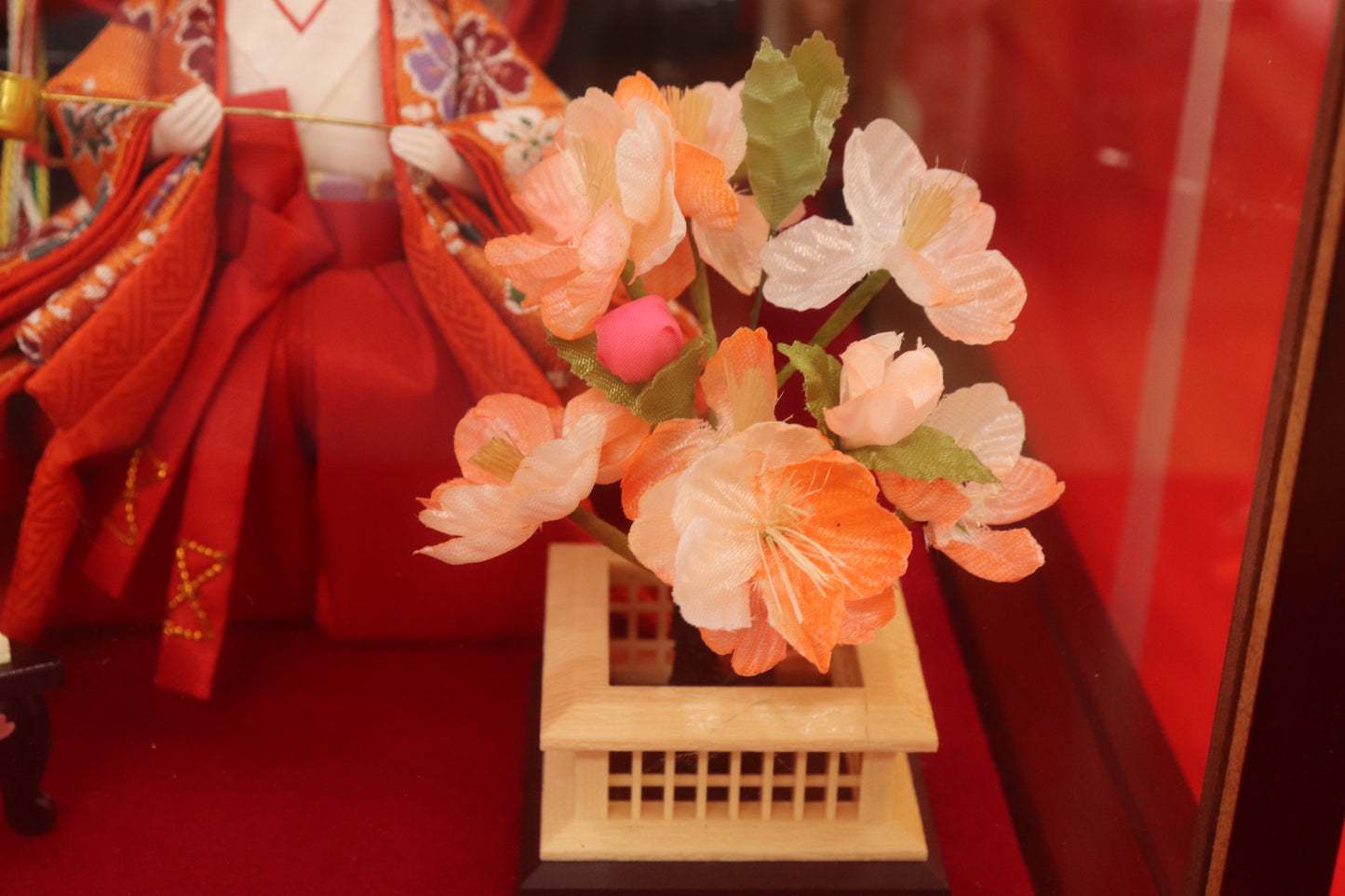 五人飾り雛人形ガラスケース (58cm×34cm×38cm)