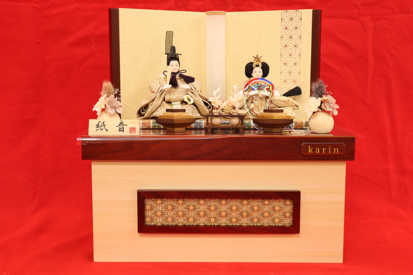 収納親王飾り雛人形セット（43cm×31cm×42cm）