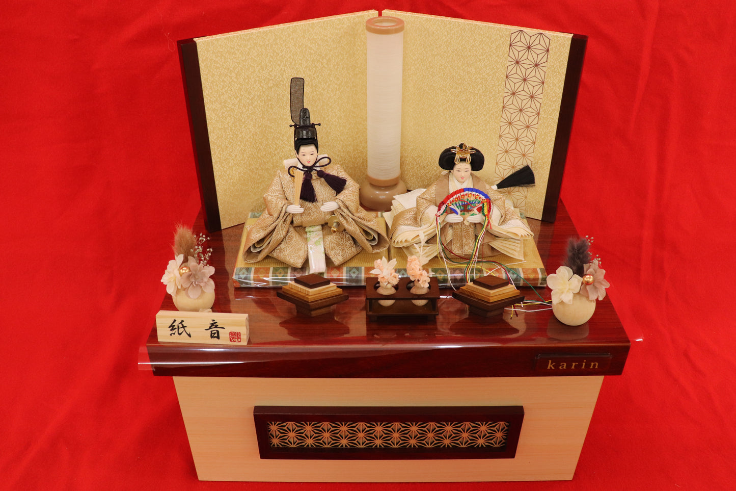 収納親王飾り雛人形セット（43cm×31cm×42cm）