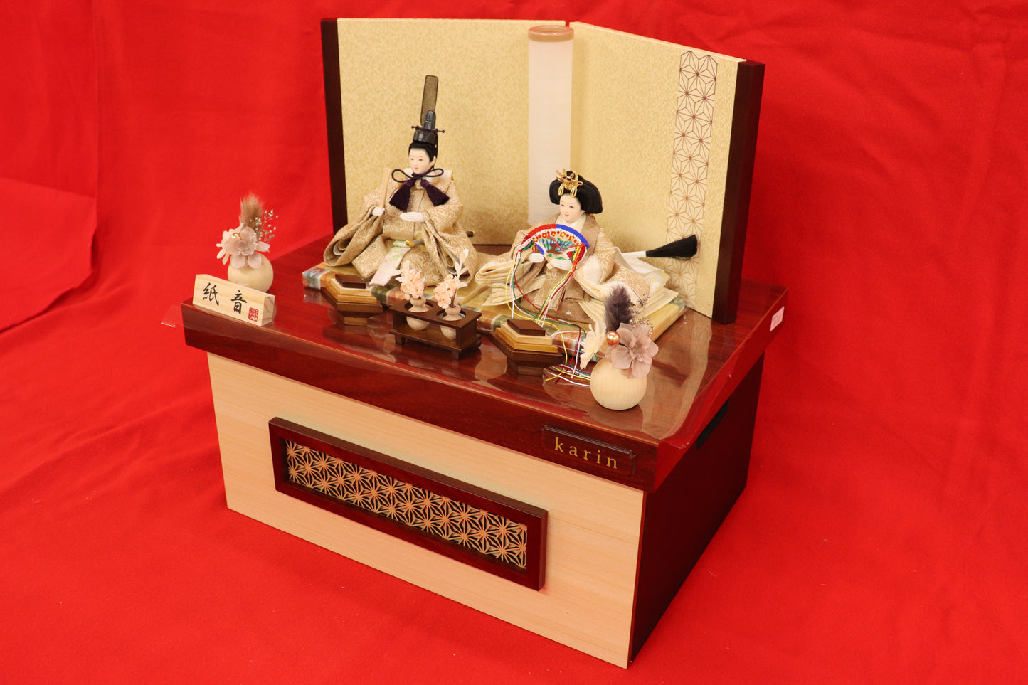 収納親王飾り雛人形セット（43cm×31cm×42cm）