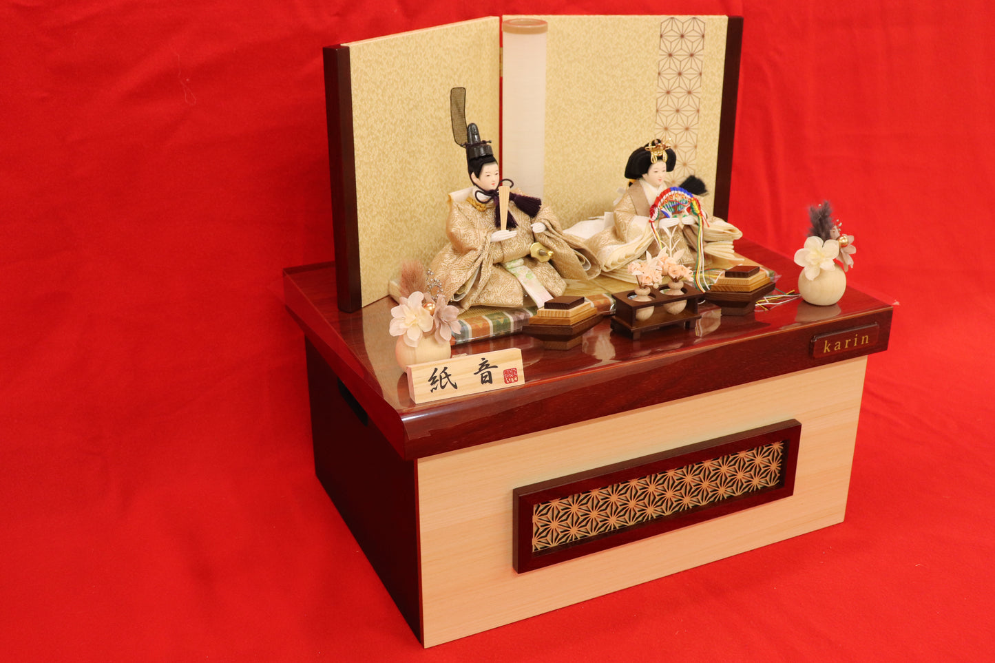 収納親王飾り雛人形セット（43cm×31cm×42cm）