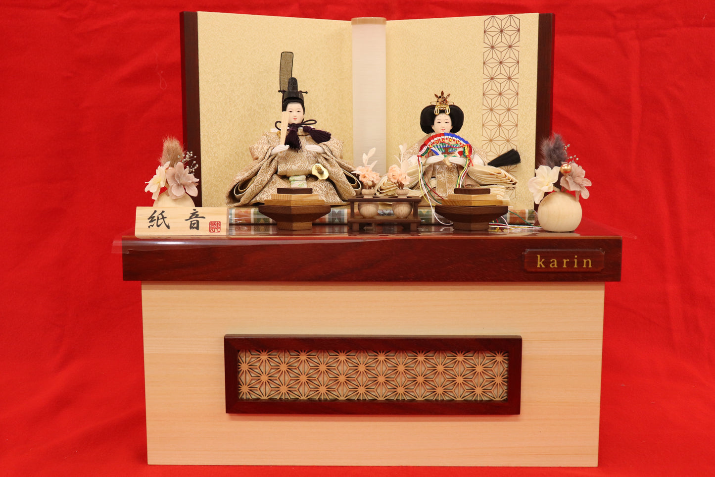 収納親王飾り雛人形セット（43cm×31cm×42cm）