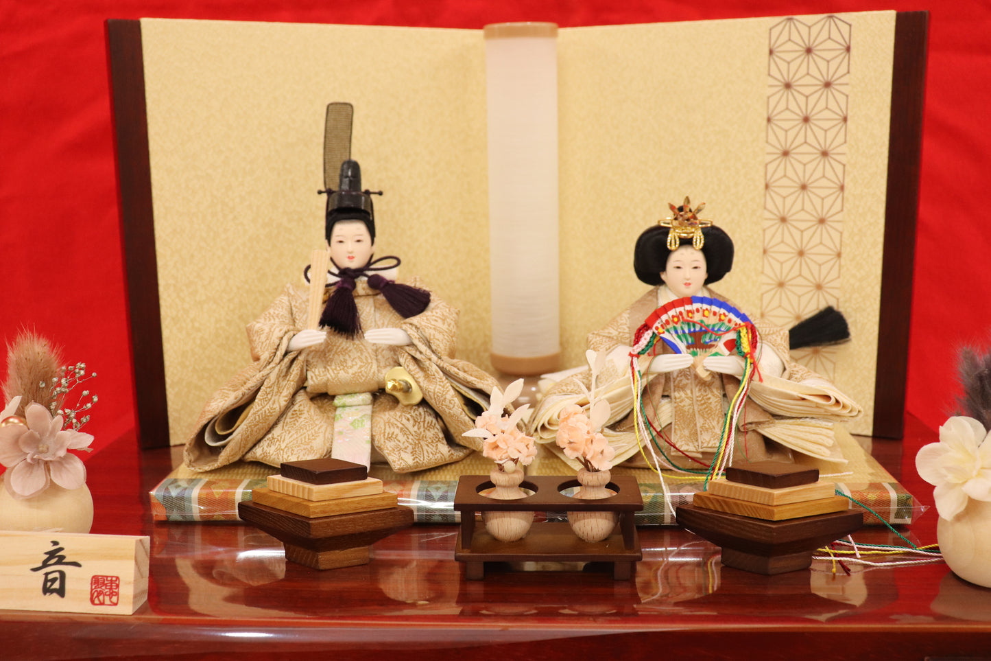 収納親王飾り雛人形セット（43cm×31cm×42cm）