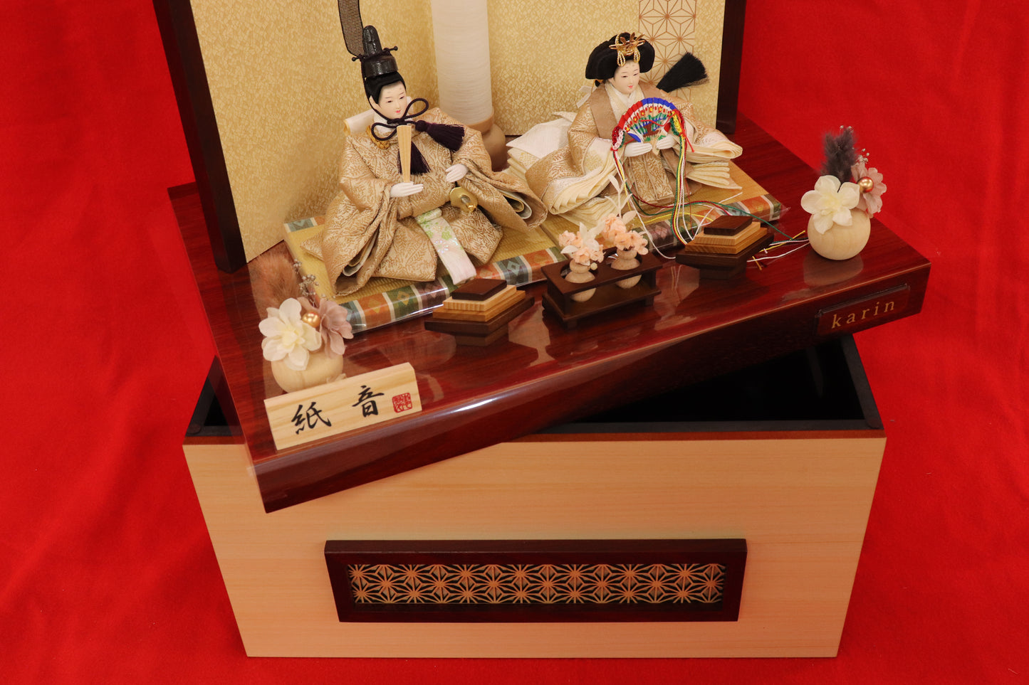 収納親王飾り雛人形セット（43cm×31cm×42cm）