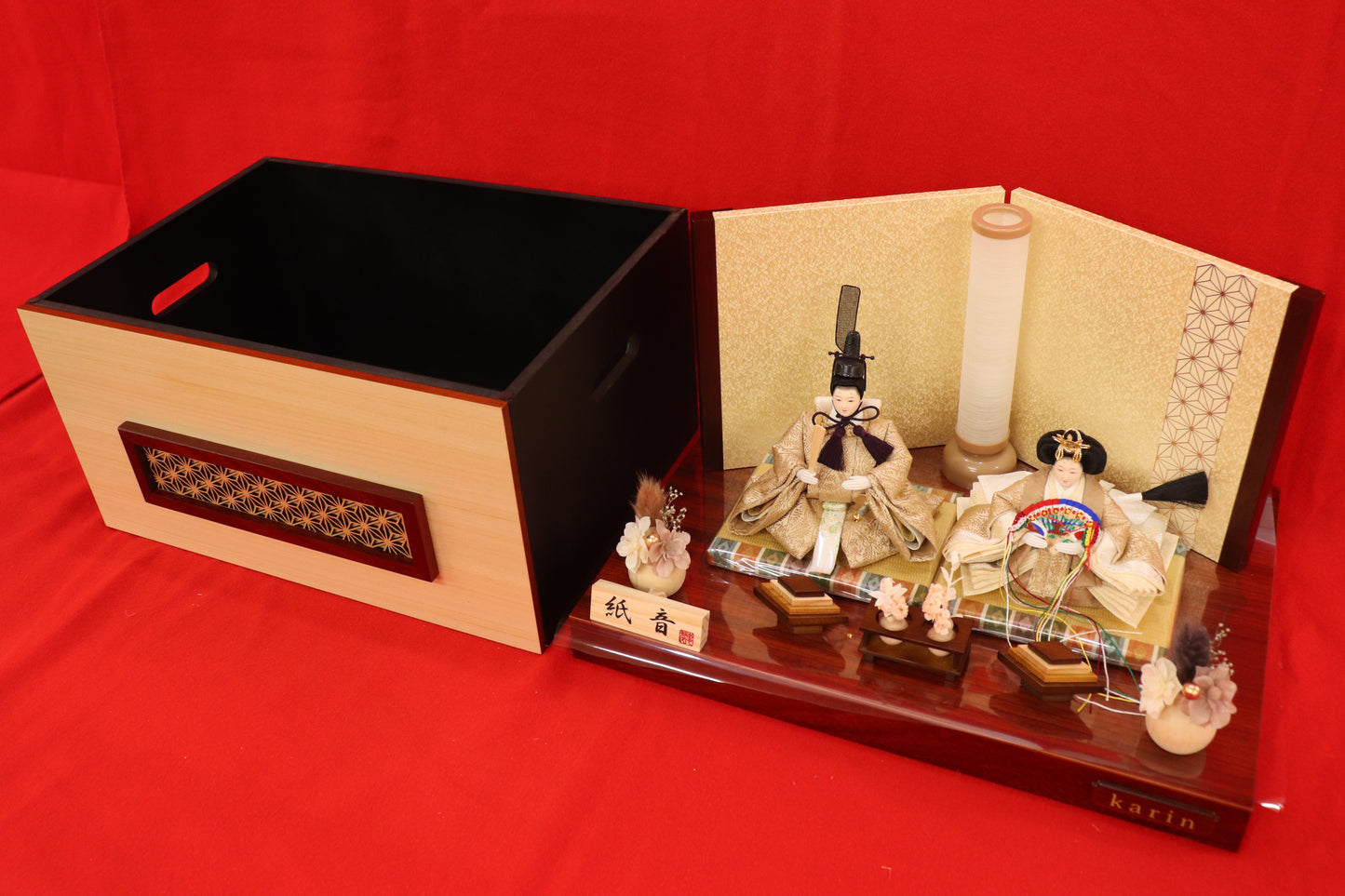 収納親王飾り雛人形セット（43cm×31cm×42cm）