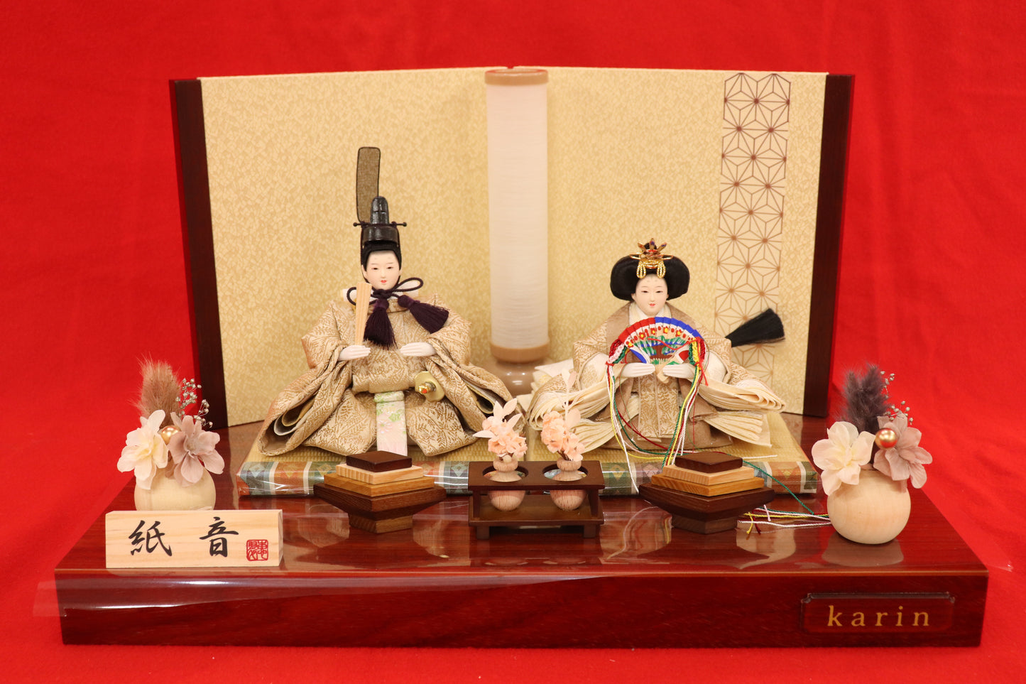 収納親王飾り雛人形セット（43cm×31cm×42cm）